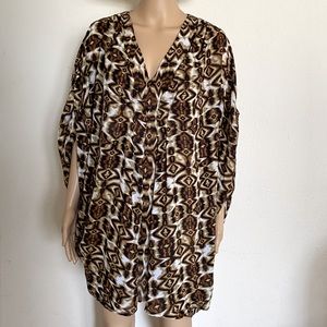 PROFILE Leopard Print Relaxed Fit Tunic Kaftan Blouse Size S